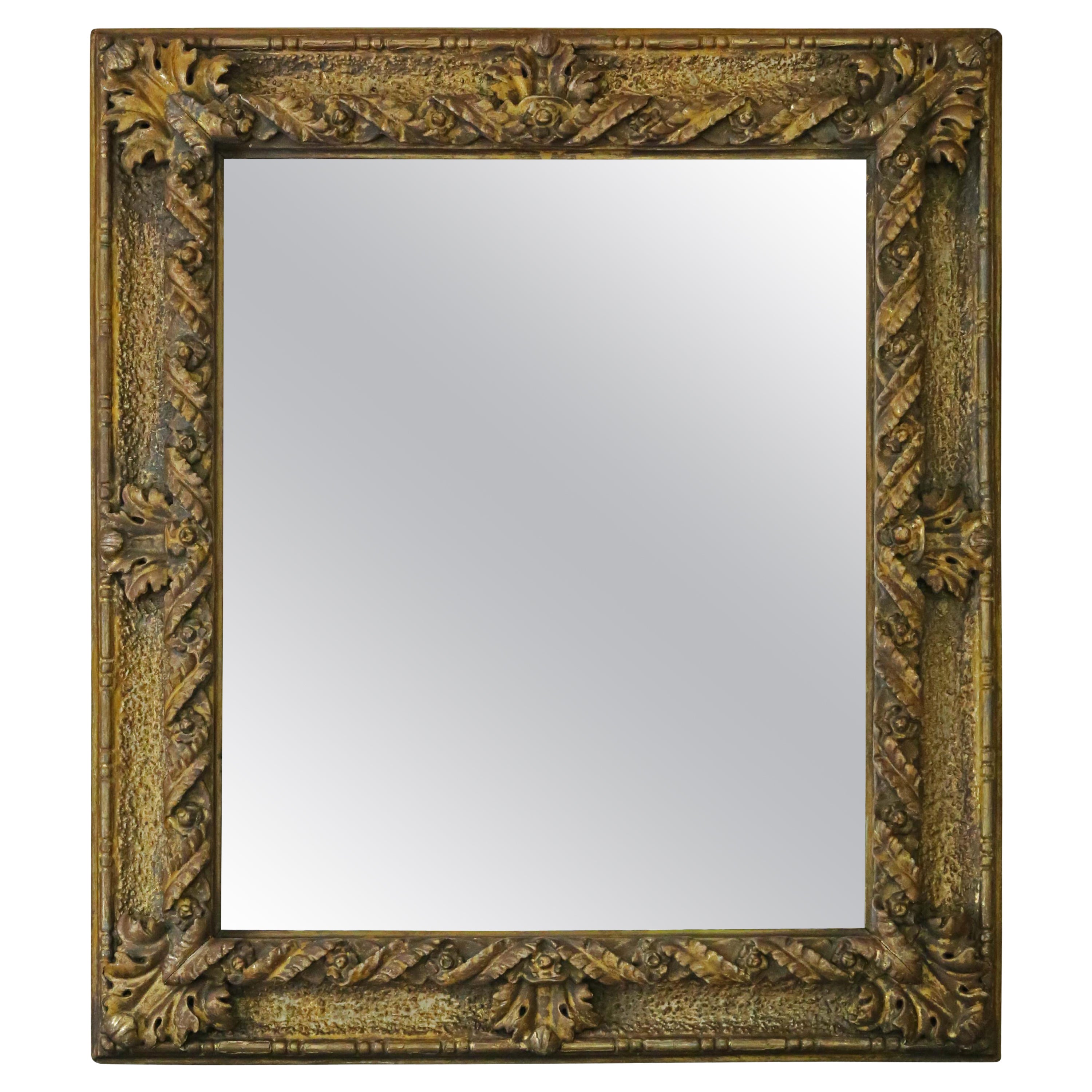 Grand miroir mural ancien en bois doré de qualité supérieure datant du 19ème siècle