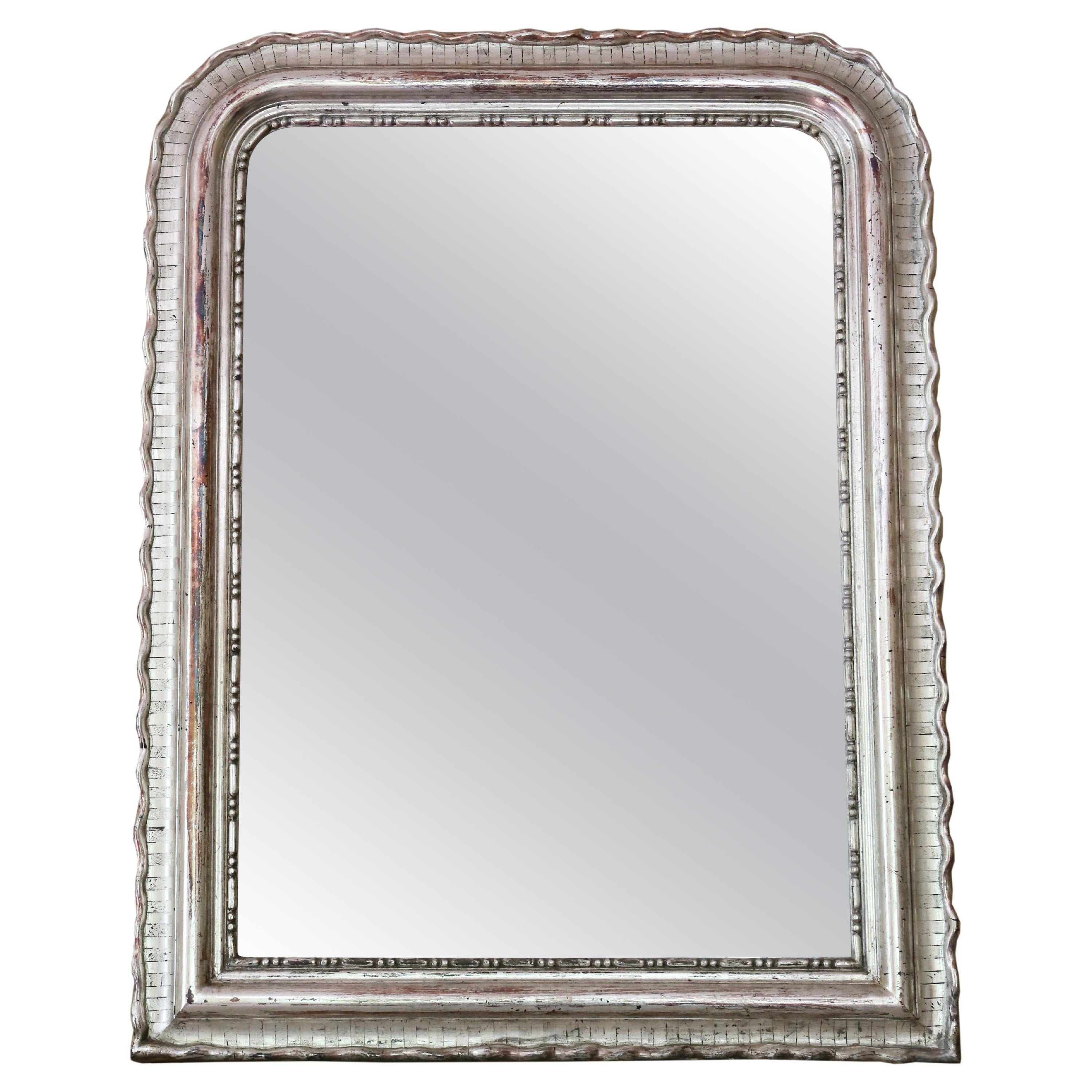 Antique fine quality large silver gilt 19th Century overmantle or wall mirror For Sale