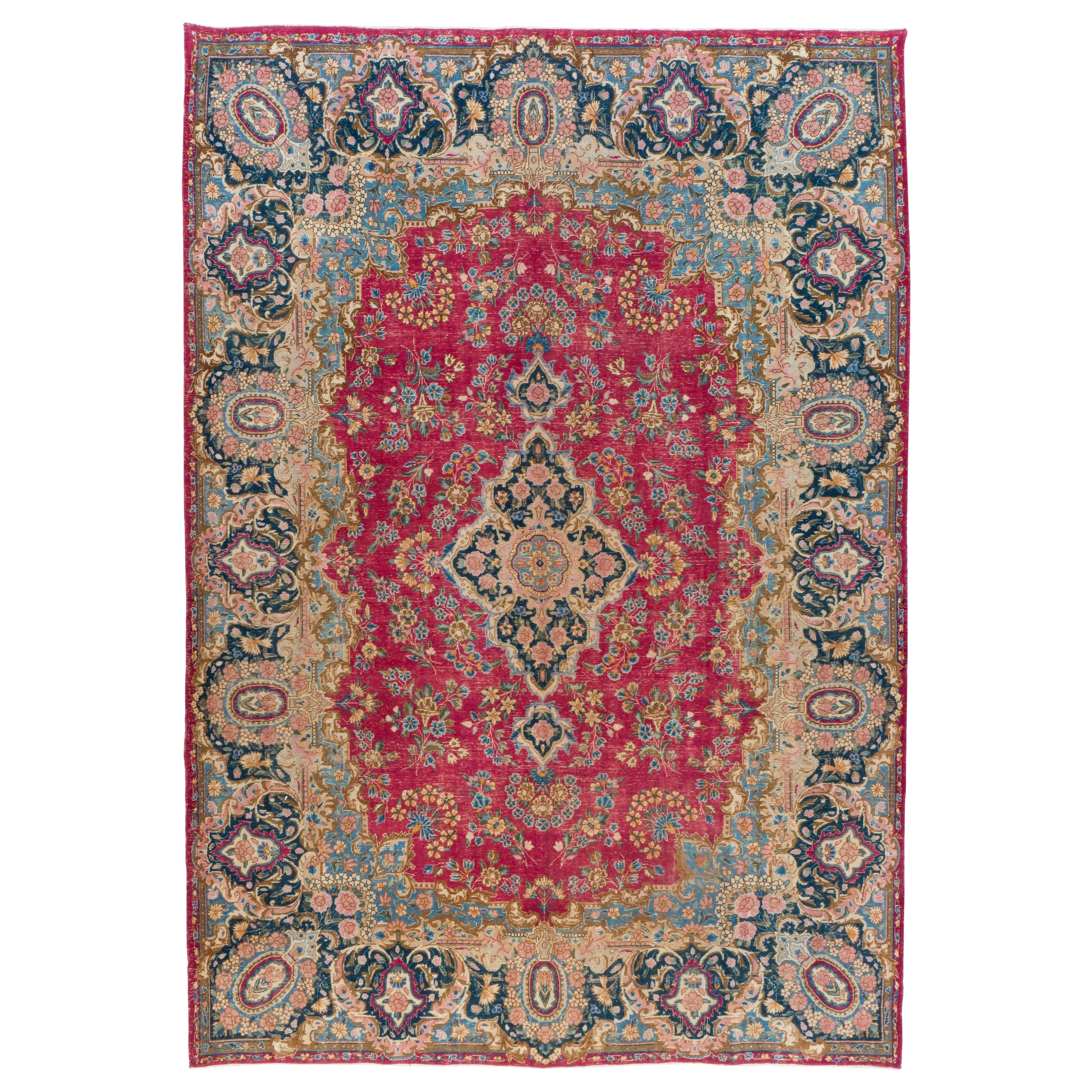 9.5x13.4 ft Semi Antique Persian Kerman Rug, Fine Oriental Carpet, Ca 1930 For Sale