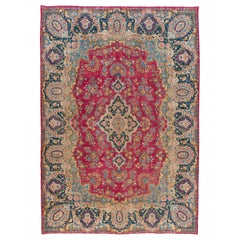 9.5x13.4 ft Semi Antique Persian Kerman Rug, Fine Oriental Carpet, Ca 1930