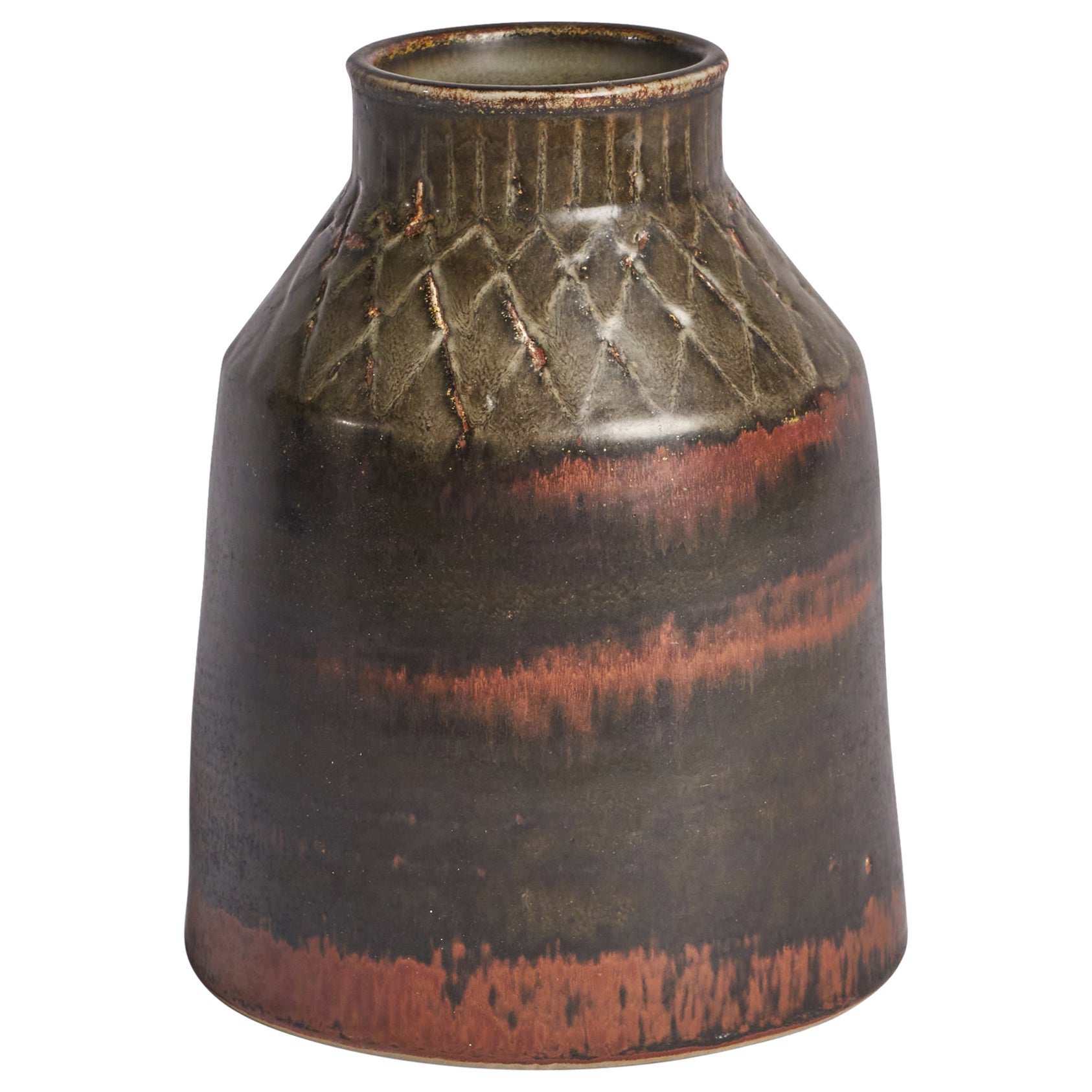 Carl-Harry Stålhane, Vase, Stoneware, Sweden, 1950s
