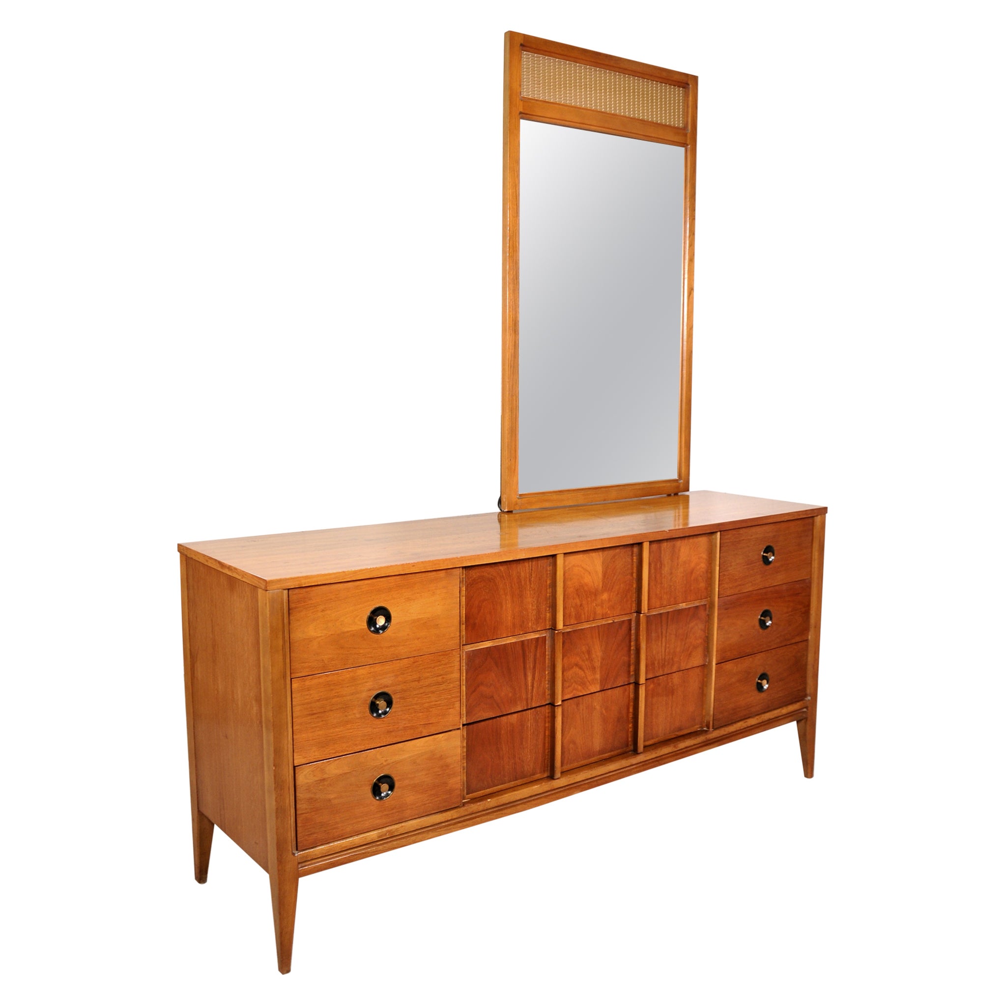 Walnut Triple Dresser And Mirror Bedroom Set By Stanley Furniture For walnut-triple-dresser-and-mirror-bedroom-set-by-stanley-furniture-for