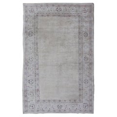 Antique Indian Amritsar Rug with Cream Background, Red & Lavender Border