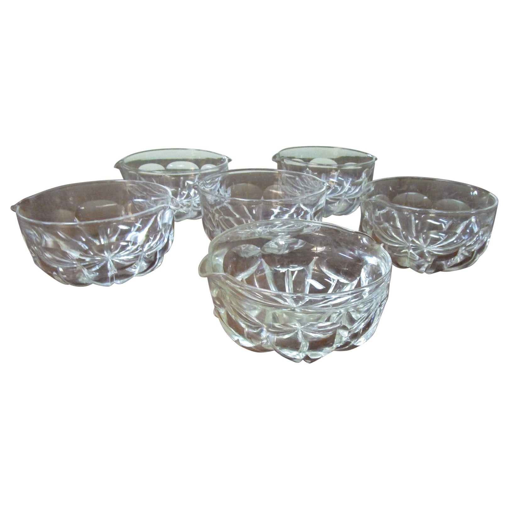 Georgian Regency Facet Cut Glass Wine Rinser Bowls circa 1820 Set of Six For Sale