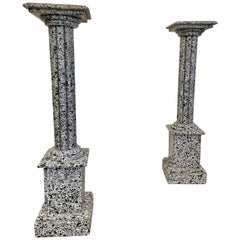Vintage Pair of Dalmation Granite Architectural Columns