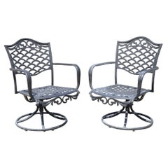 Retro Mediterranean Style Aluminum Swivel and Tilt Black Tuscan Garden Patio Chairs