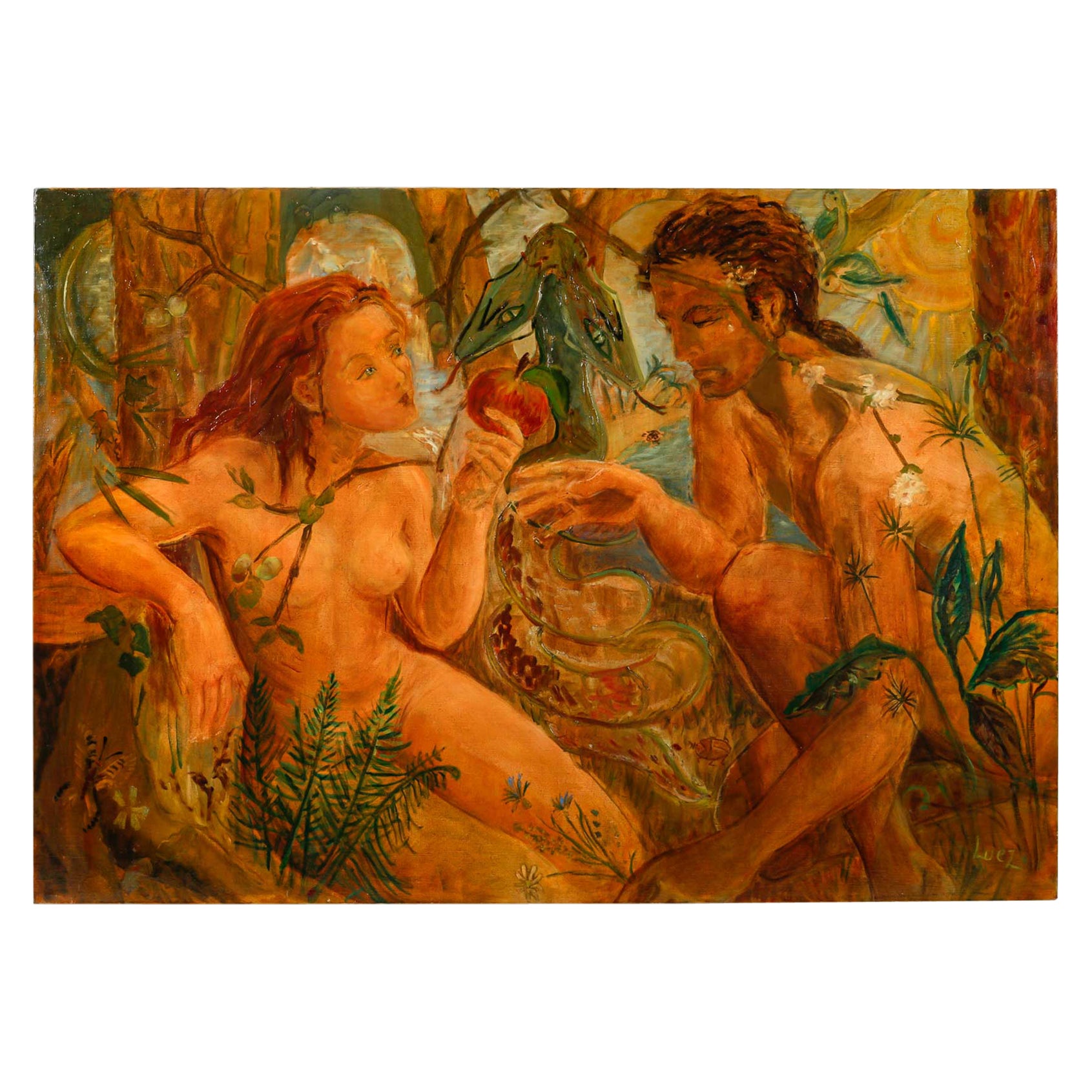 Peinture, Huile sur toile de l'Artiste Evelyne Luez, XXème siècle. en vente