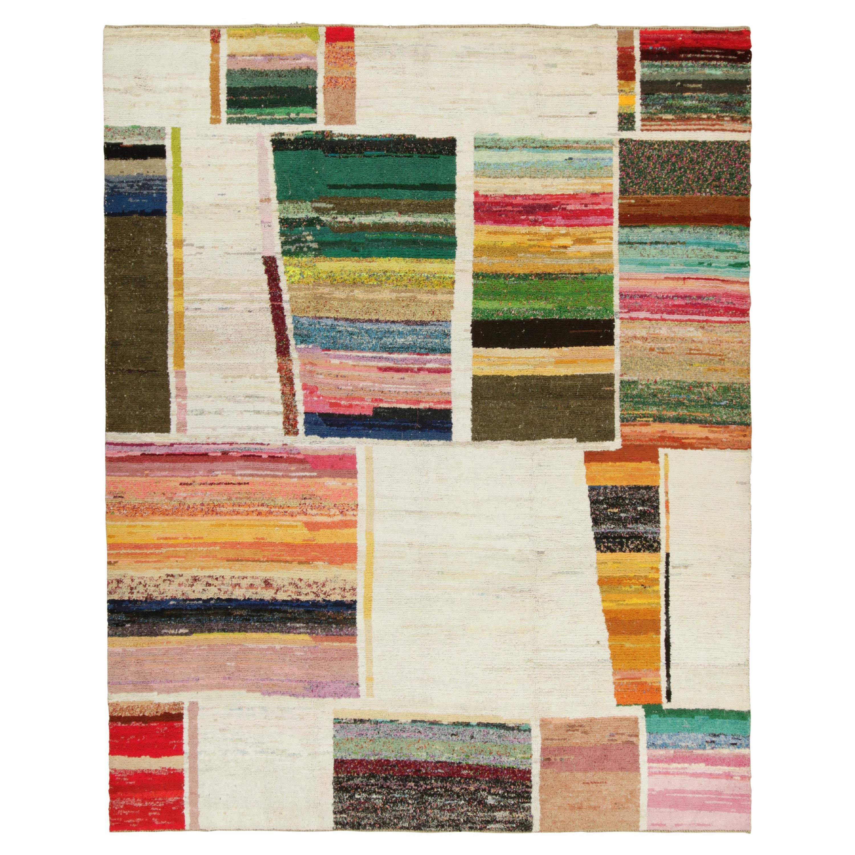 Rug & Kilim’s Moroccan Style Rug in Polychromatic Geometric Pattern For Sale