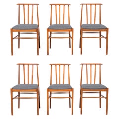 Elegantly Restored Set of Six 1960s Solid Maple Modern Dining Chairs