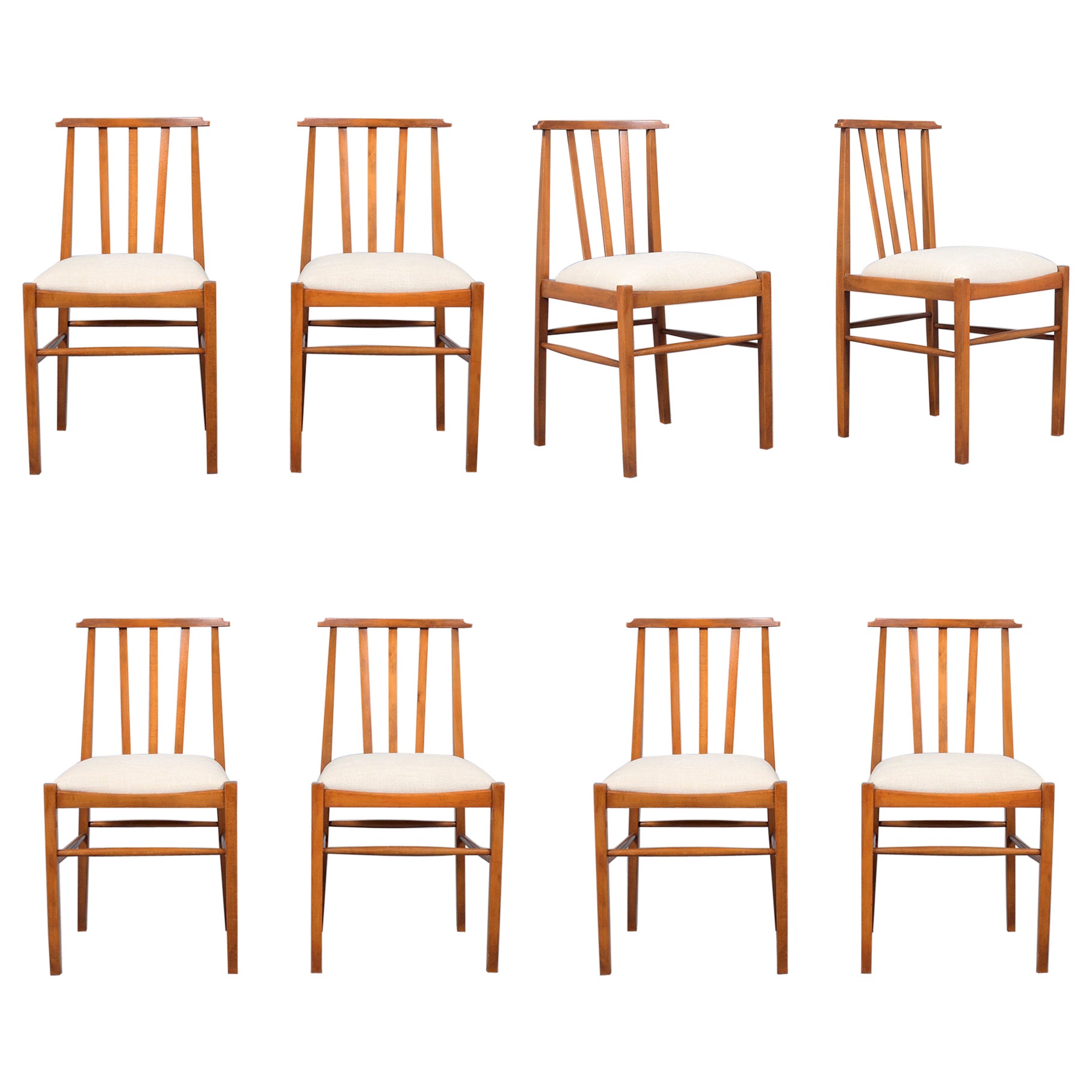 Satz von acht modernen Vintage-Esszimmerstühlen, 1960er Jahre, fachmännisch restauriert