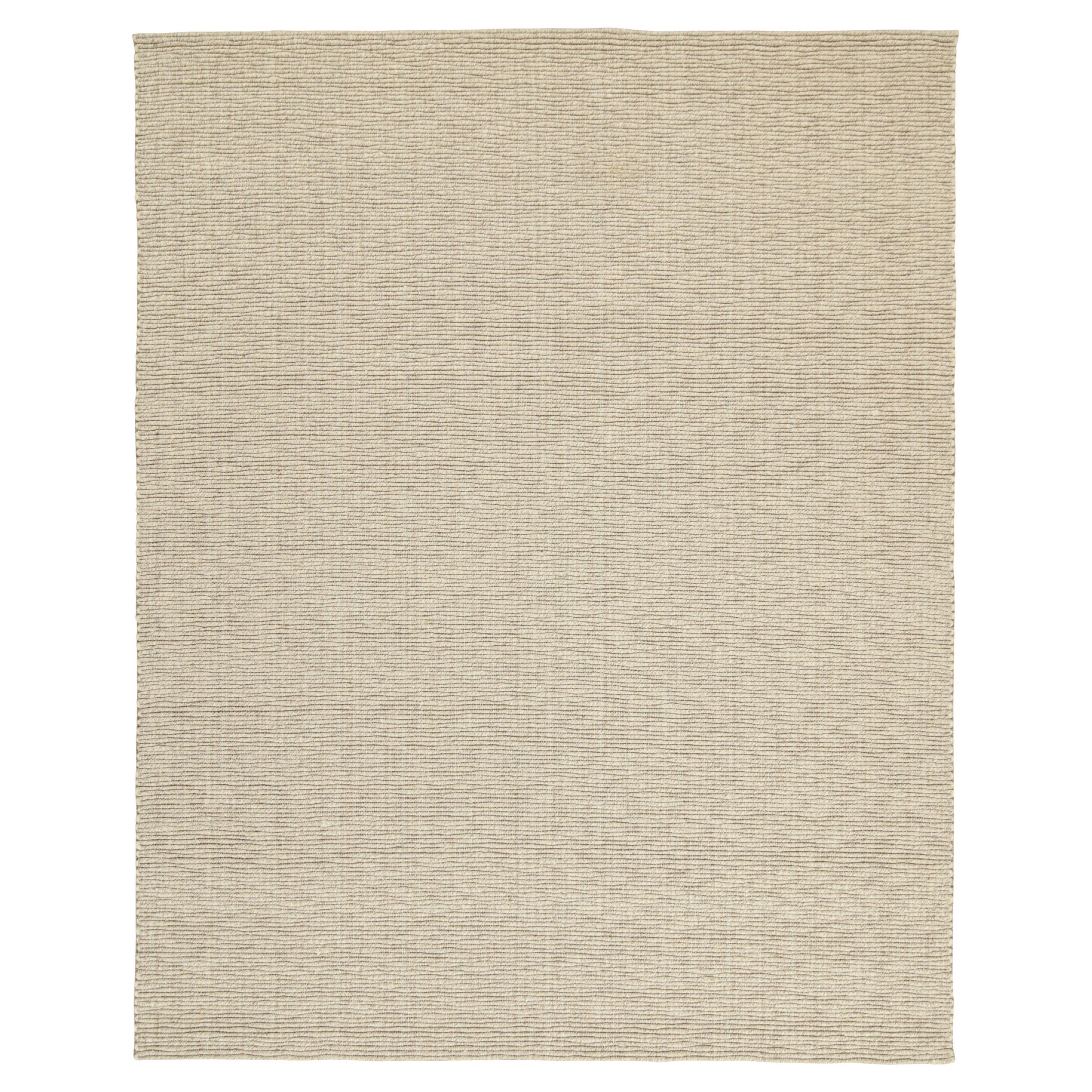 Rug & Kilim’s Contemporary Custom Handwoven rug in Beige and White 