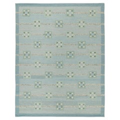 Rug & Kilim's skandinavischer Stil Kilim in Blau mit geometrischen Mustern in Teal