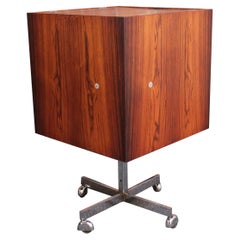 Vintage Danish Rosewood and Chrome Selectform "Magic Cube" Mobile Bar by Poul Nørreklit