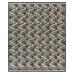 Rug & Kilim's skandinavischer Stil Kilim in Brown, Weiß & Grau Geometrische Muster