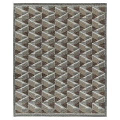 Rug & Kilim’s Scandinavian Style Kilim in Brown, White & Grey Geometric Patterns