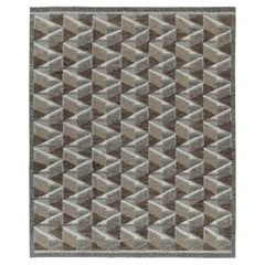 Rug & Kilim’s Scandinavian Style Kilim in Brown, White & Grey Geometric Patterns