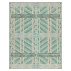 Rug & Kilim's Scandinavian Style Kilim with Green and Blue Geometric Patterns (Kilim de style scandinave avec des motifs géométriques verts et bleus)