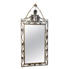 Vintage Italian Style Forged and Gilded Floral Wall Mirror 