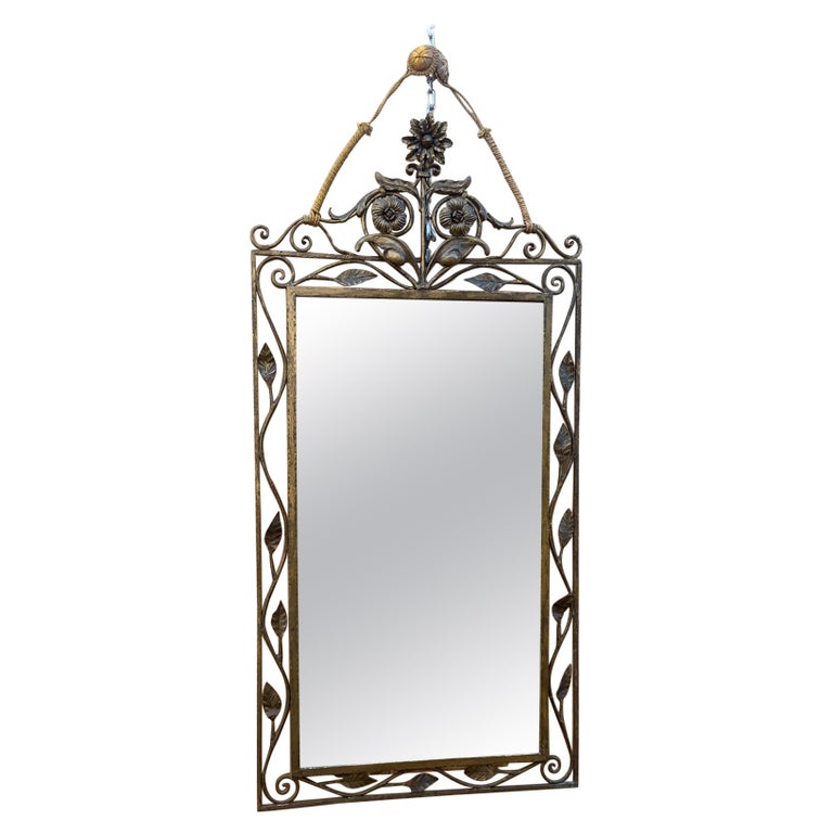 Huge Large Silver Leaf Decorative Frame Mirror For Sale at 1stDibs