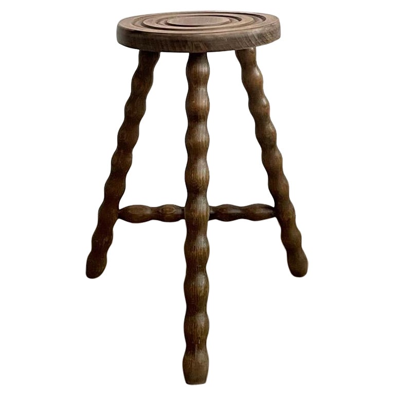 Rustic French Wood Tripod Stool