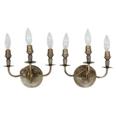 Pair of French Brass Candelabra Sconces