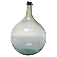 Used Bulbous-Form Light Green Demijohn with Cork Stopper