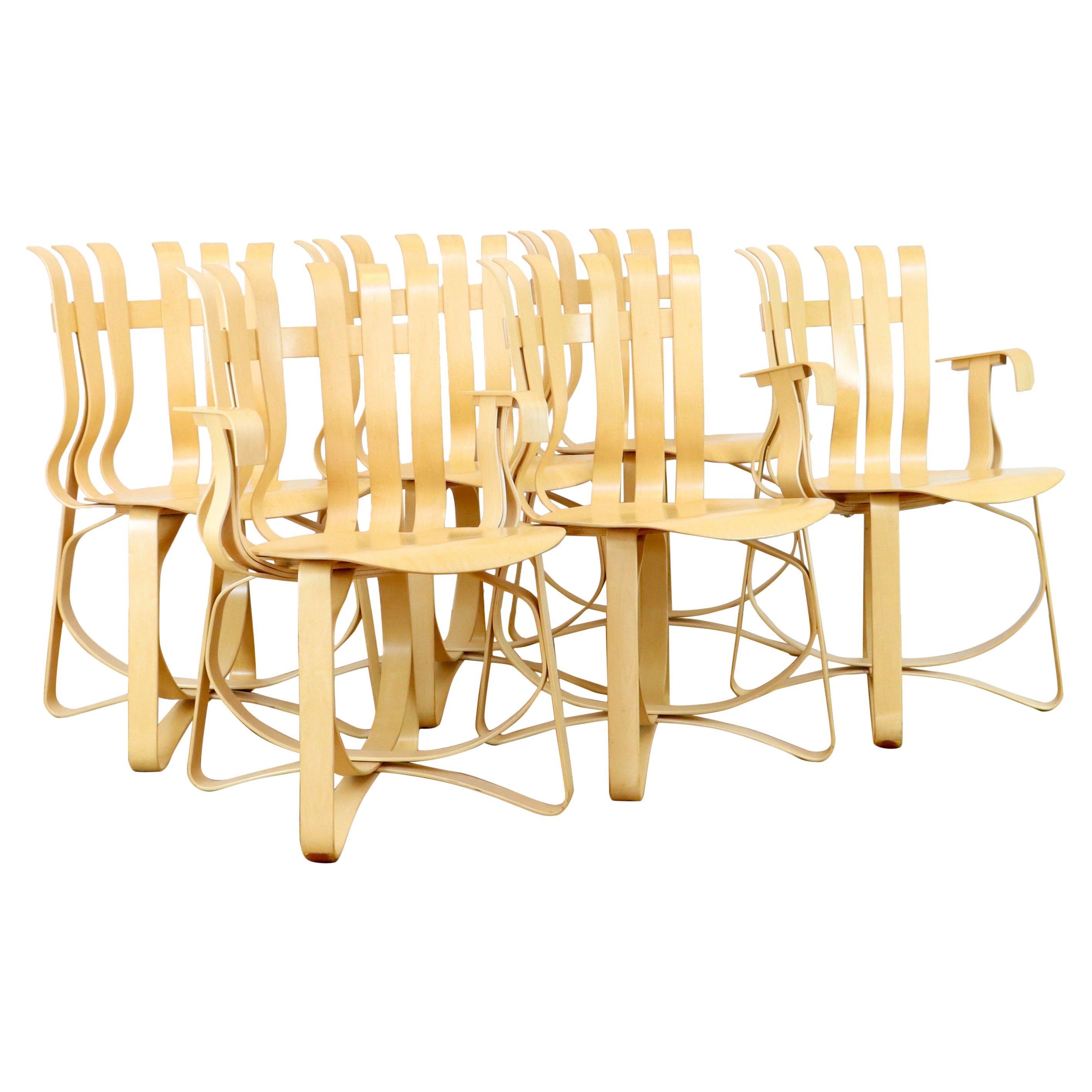 Satz von sechs Frank Gehry-Stühlen „Hat Trick“ 