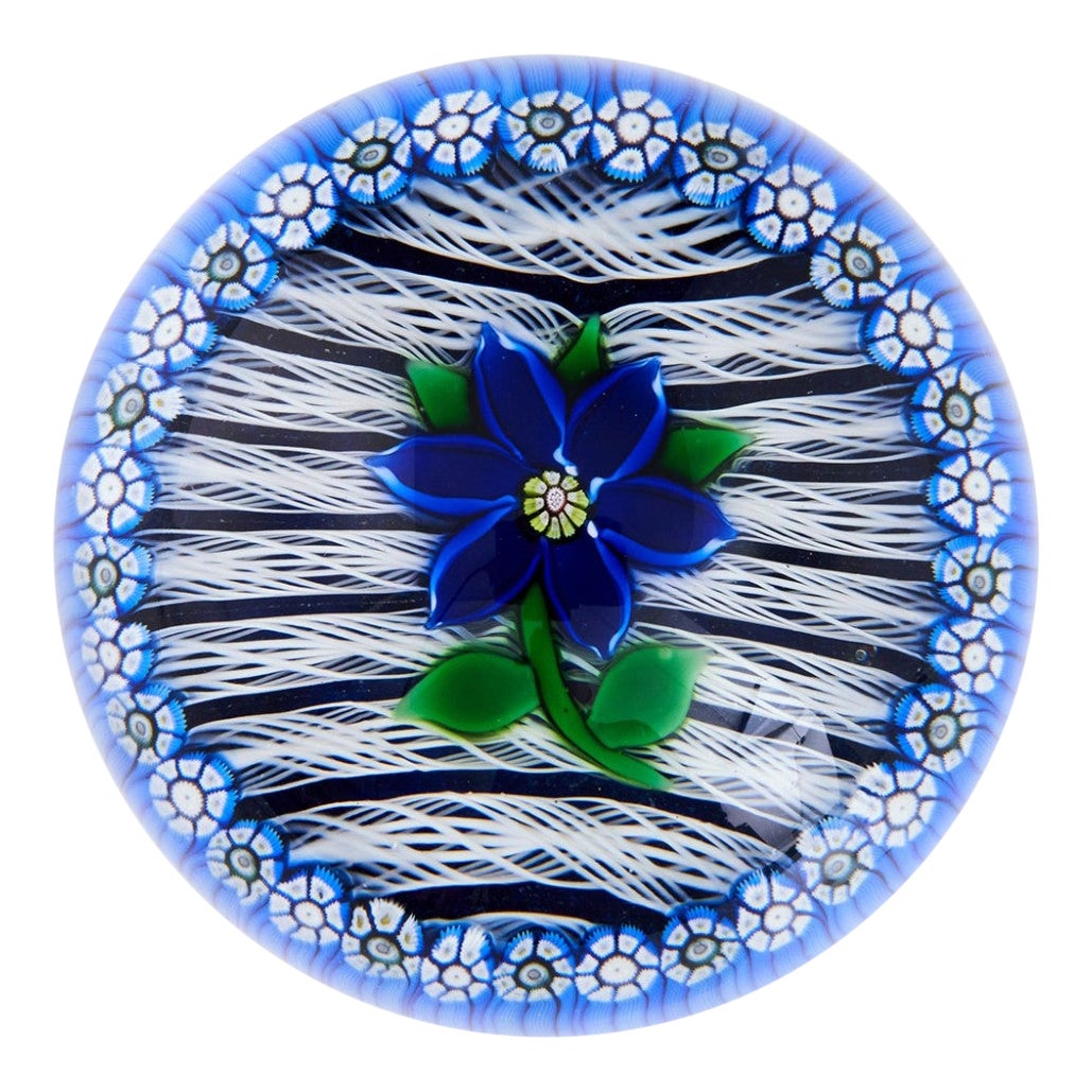 Fine Perthshire Blue Gentian Paperweight 1981D For Sale