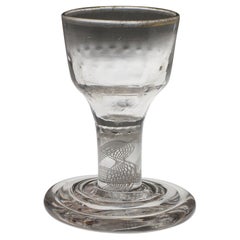 Rare Georgian Terraced Foot Opaque Twist Dram Glass c1760