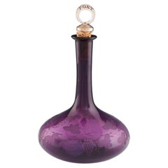 Antique A Finely Engraved Amethyst Glass Mell Decanter c1850