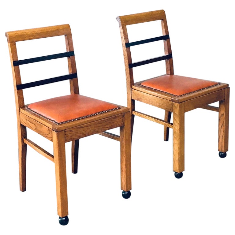 Art Deco Modernism Design Side Chair set, Belgium 1930's