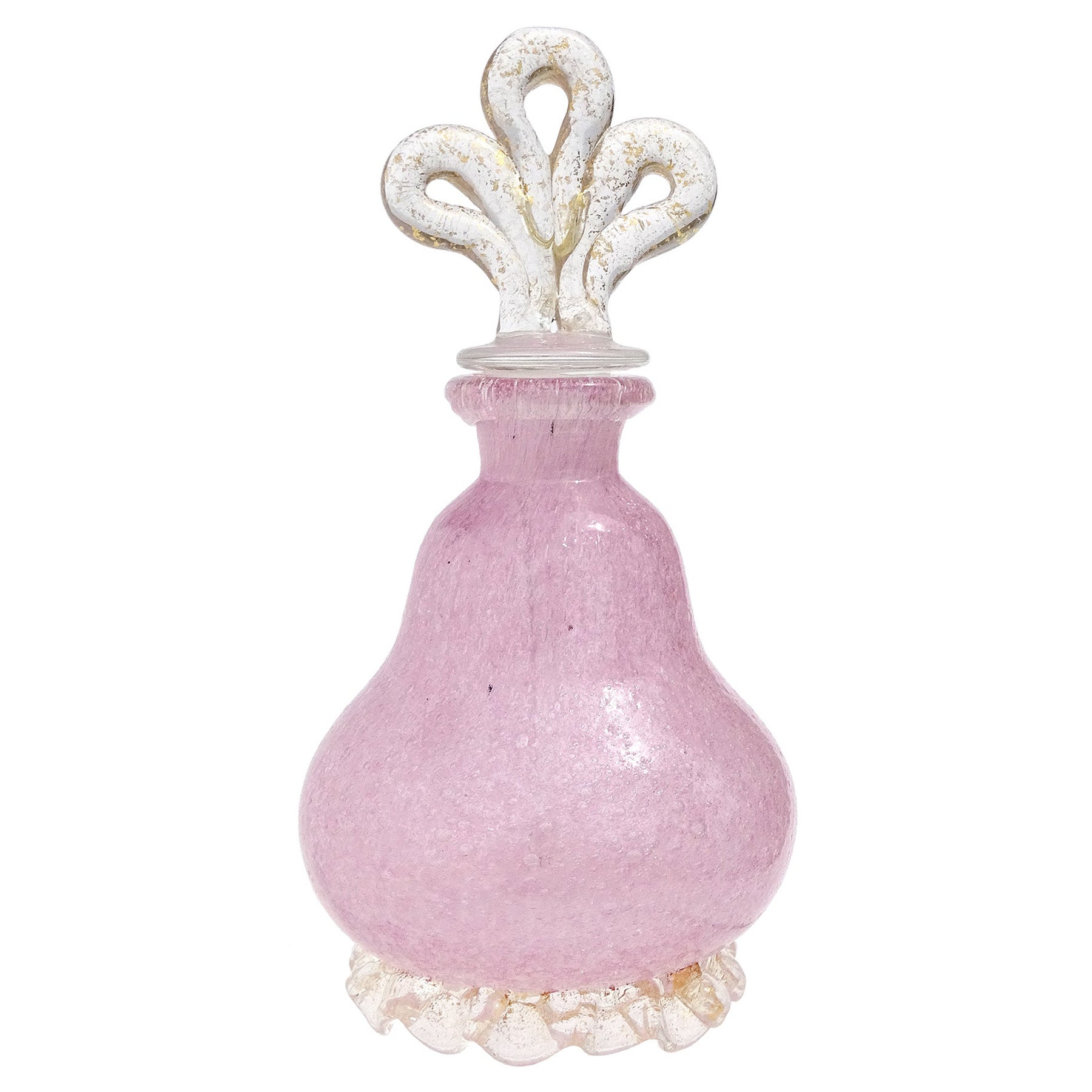 Seguso Vetri d'Arte Murano Pulegoso Pink Gold Italian Art Glass Perfume Bottle