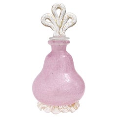 Retro Seguso Vetri d'Arte Murano Pulegoso Pink Gold Italian Art Glass Perfume Bottle