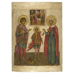 Religious icon with three chosen Saints, ca. 1700