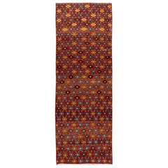 3.4x10 Ft One-of-a-Pair Handmade Floral Vintage Turkish Runner Rug for Hallway