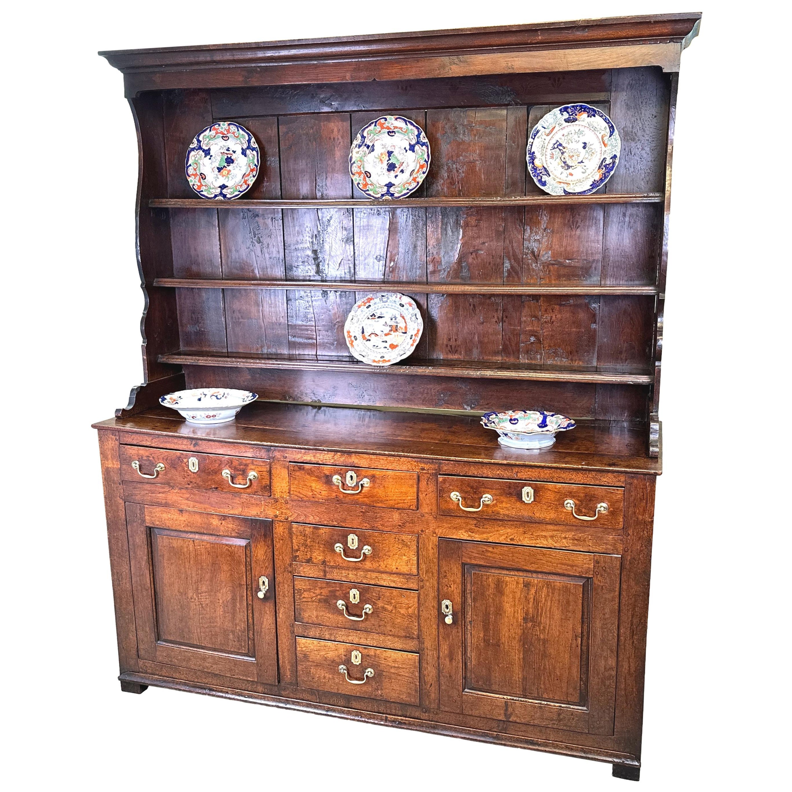18th Century Georgian Oak Dresser With Rack For Sale