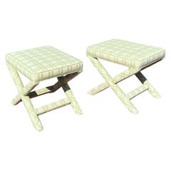 Vintage Billy Baldwin Style X Benches - a Pair
