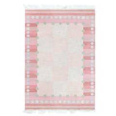 Mid-20th Century Swedish Delicate Pink Geometric Rug by Agda Osterberg