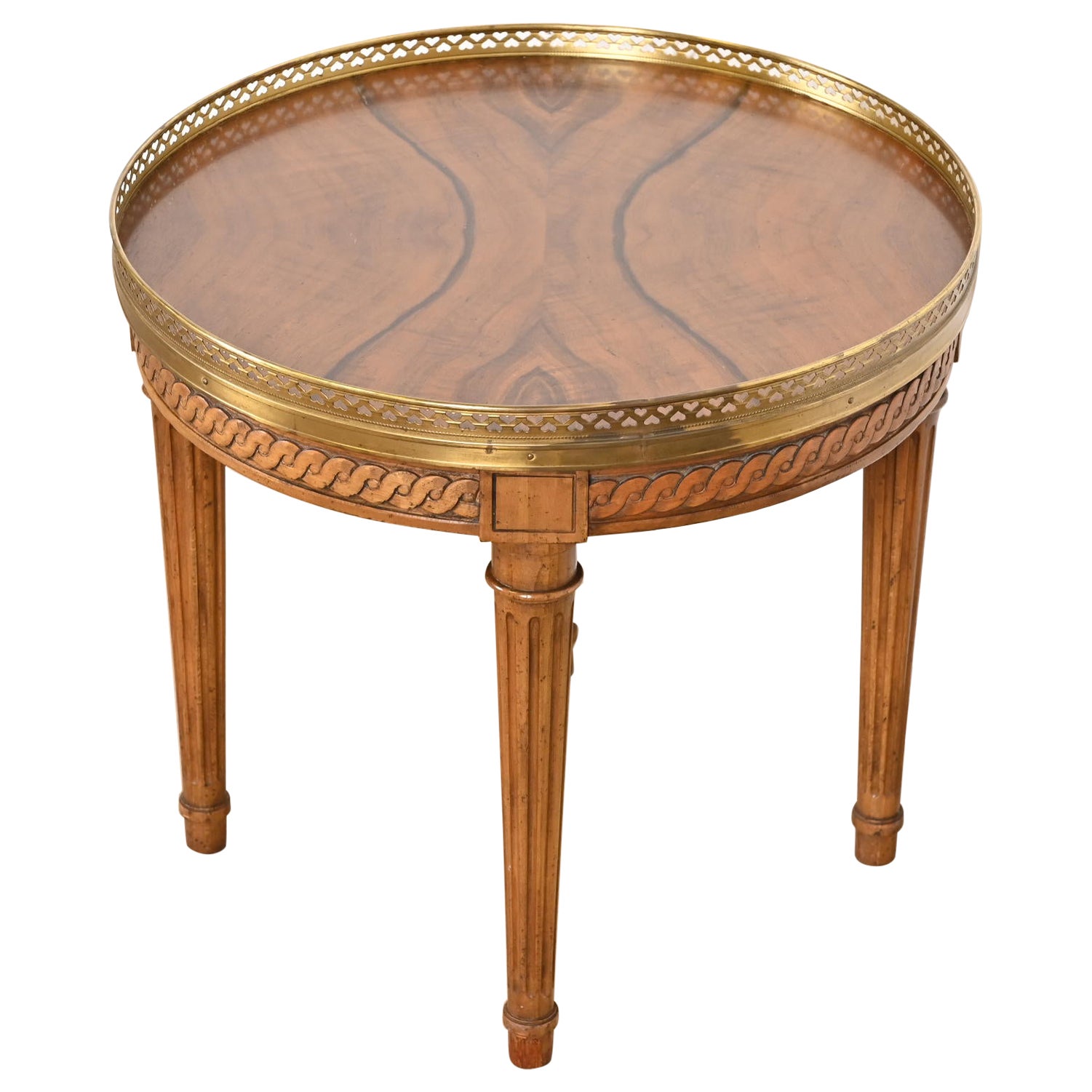 Baker Furniture French Regency Louis XVI Burled Walnut Tea Table For Sale