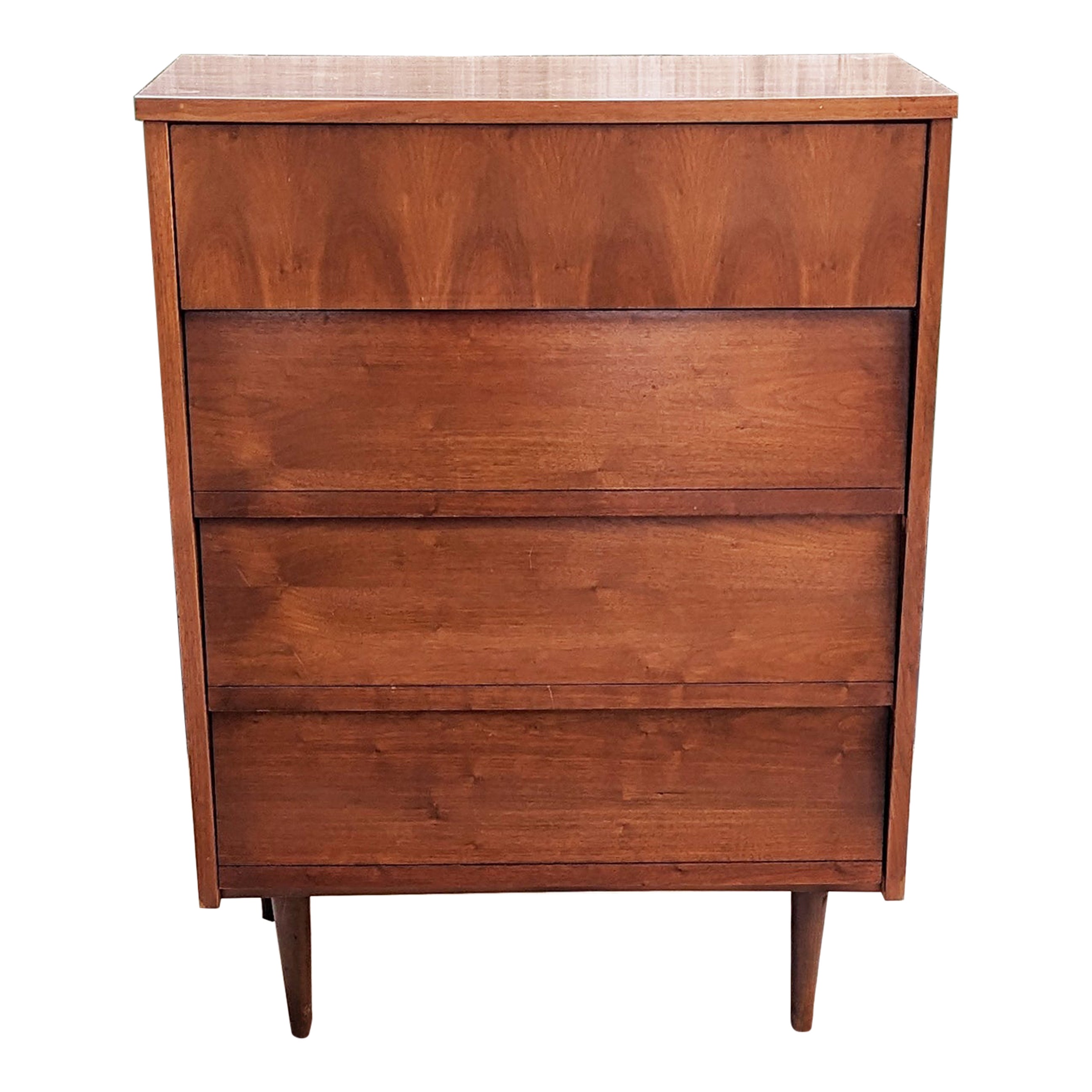 1960s Mid Century Dresser, 4 Drawers, Tapered Danish Legs, Bar Storage, With Ven For Sale