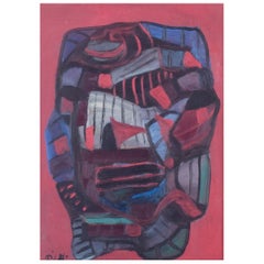 Lennart Pilotti (1912-1981), Swedish artist. Oil on board. Abstract composition.