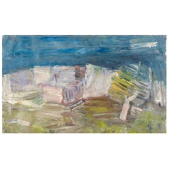 Pär Lindblad (1907-1981), listed Swedish artist. Oil/canvas. Modernist landscape