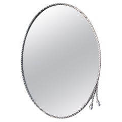 A Luxurious Silver-Plated Oval Wall Mirror By Maison Baguès, France 1960-1970