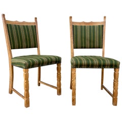 Vintage Pair of sculptural Henry Kjærnulf oak side chairs, Denmark 1960’s