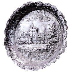Antique Solid Sterling Silver 'Castle Top' Dish/Pin Tray, Windsor Castle - 1843