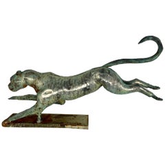 Early 20th C. Copper Finished Cheetah on Base