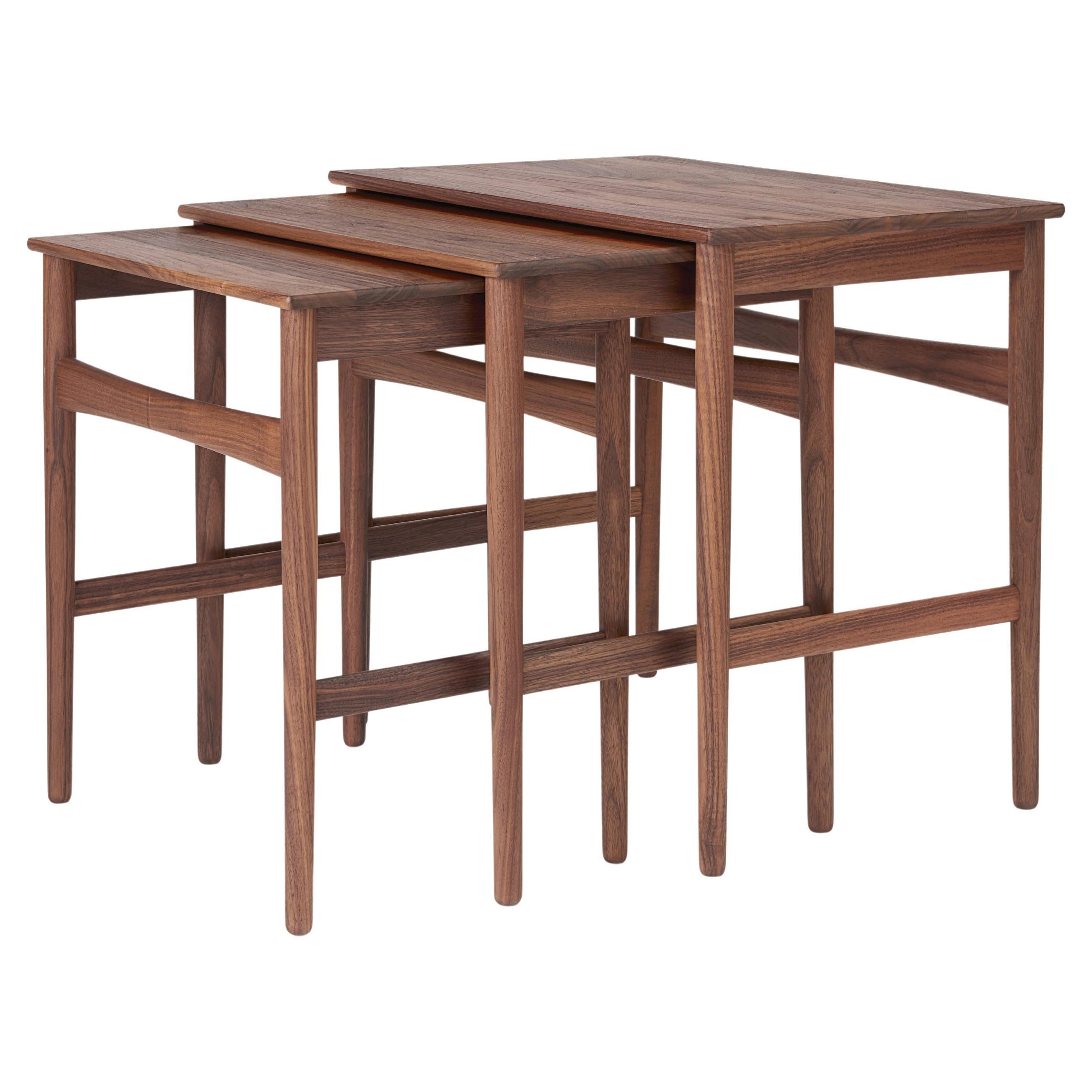 Hans J. Wegner 'CH004' Nesting Tables in Walnut Oil for Carl Hansen & Son For Sale