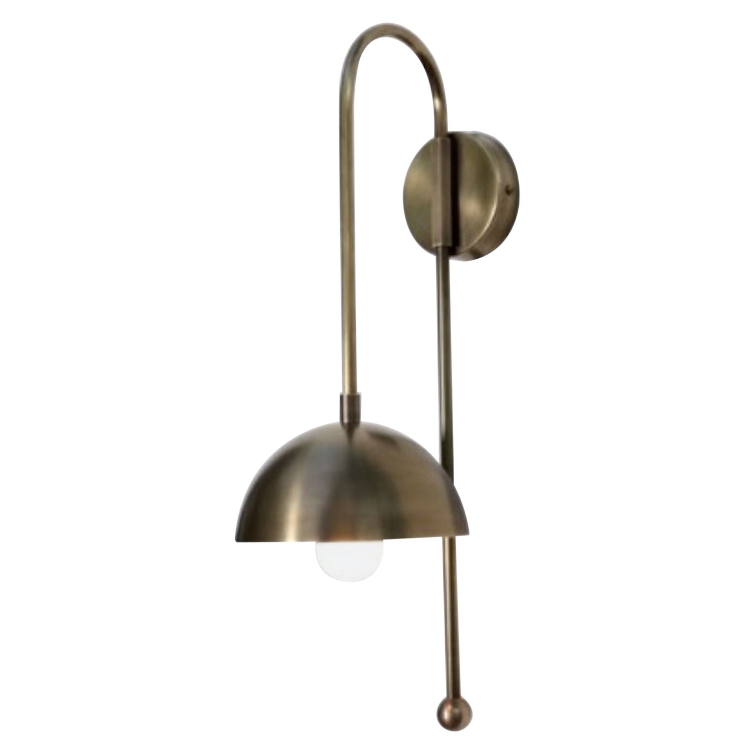 A Brass Dome Wall Sconce by Lamp Shaper For Sale