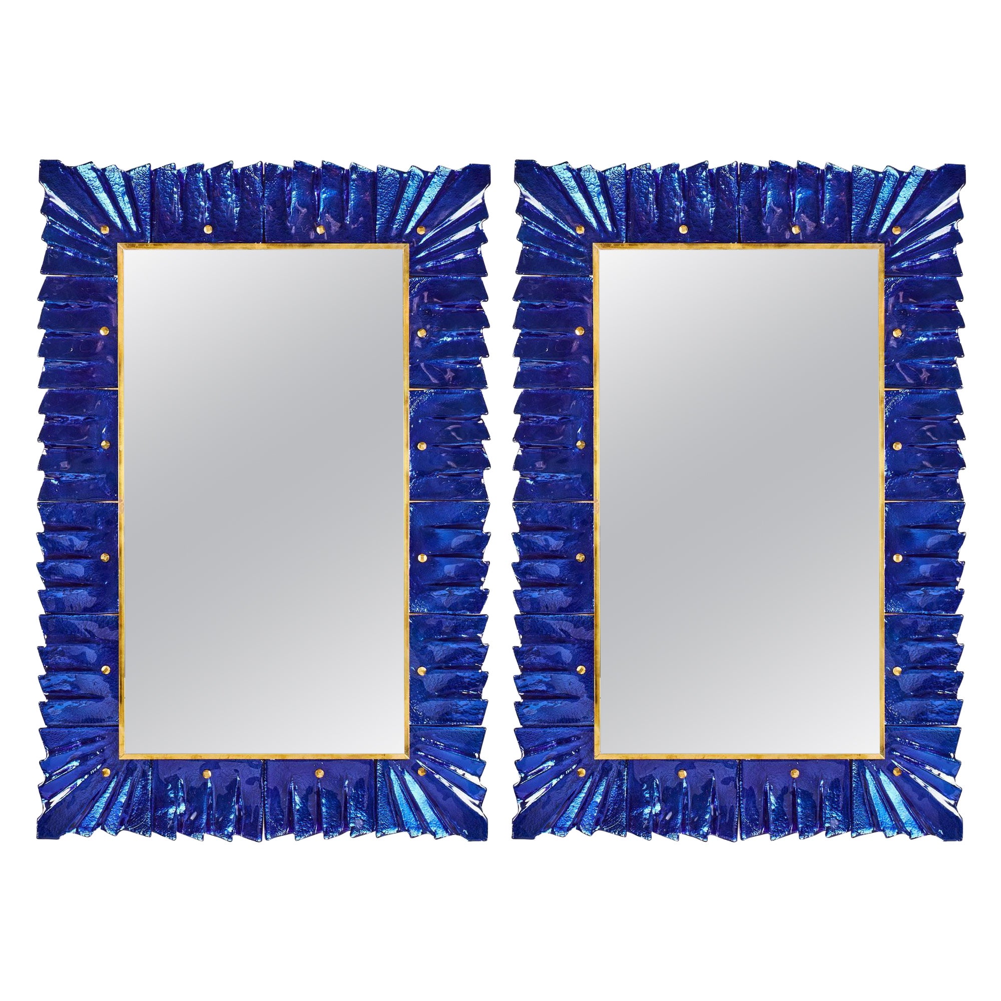 Miroirs verre de Murano bleu cobalt en vente