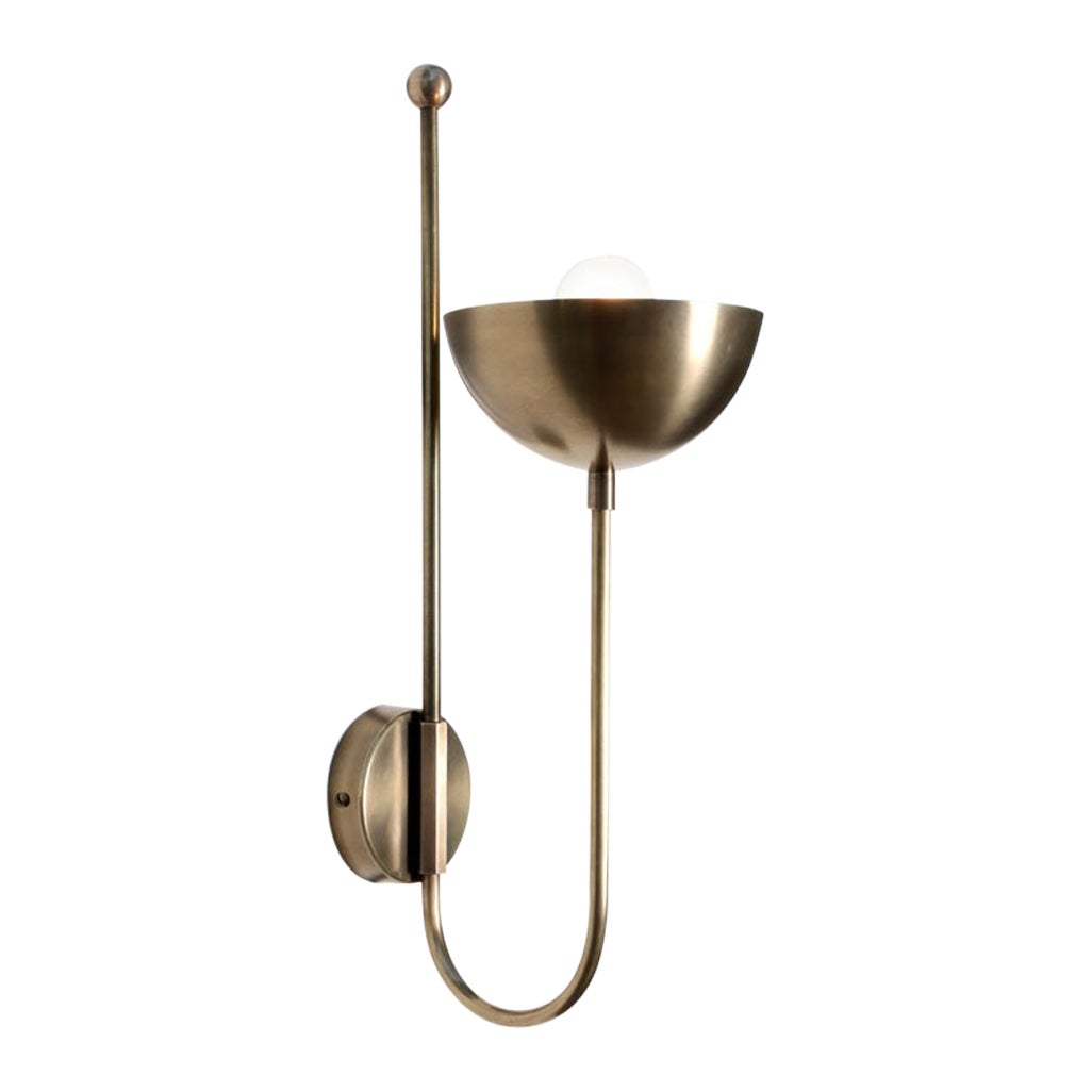 J Brass Dome Wall Sconce by Lamp Shaper For Sale